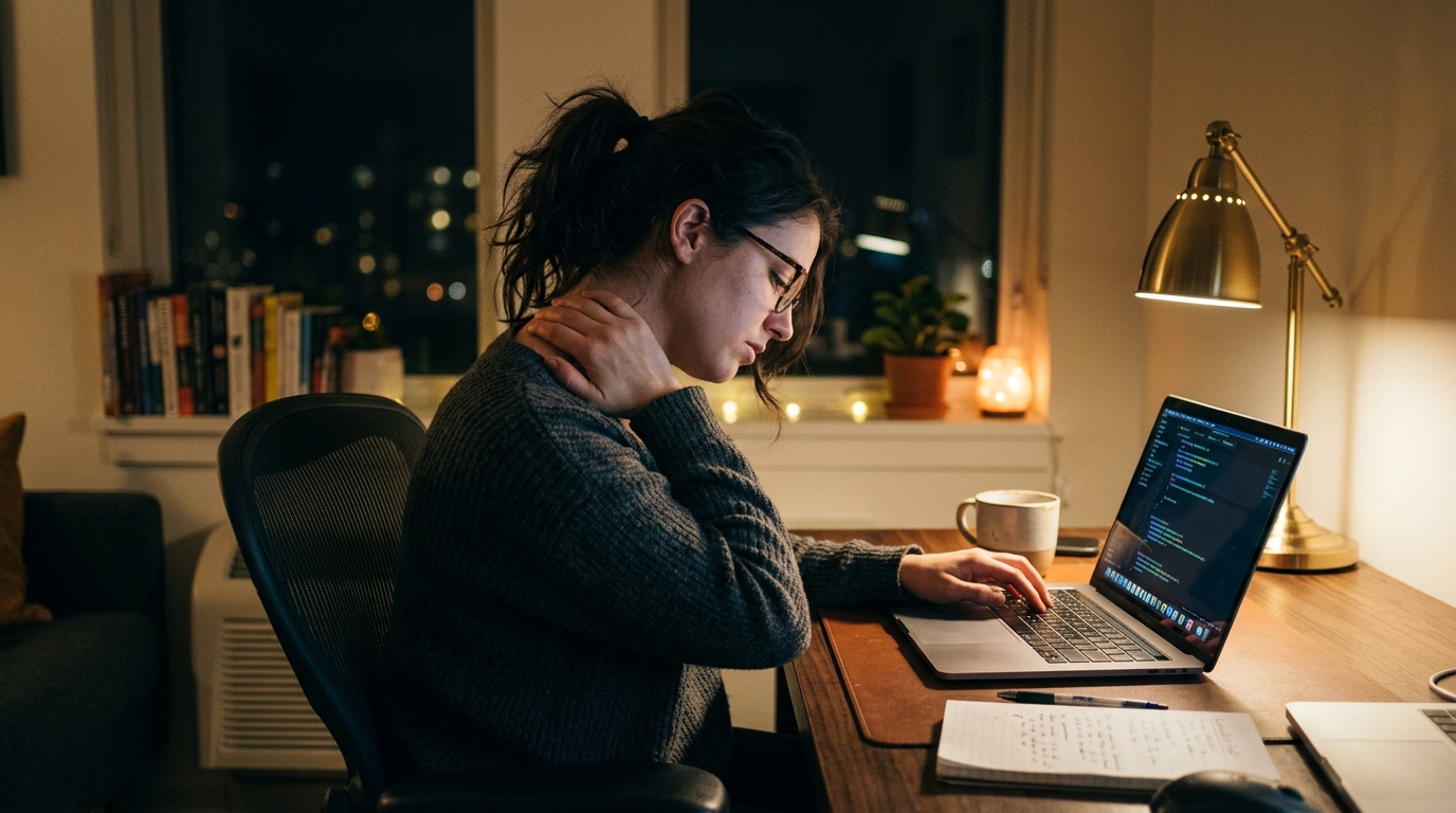 Blog 7 Feeling wired but tired? Learn why chronic stress, nervous system overstimulation, posture, and sleep disruption make this pattern so common today and how to support better balance.
